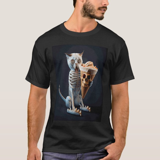 Katt skelett glass  1 t shirt (Framsida)