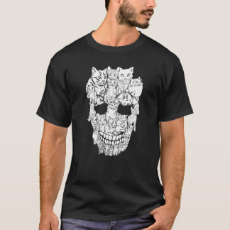 Katt skelett Kattunge Skelett Halloween Kostym Ska T Shirt