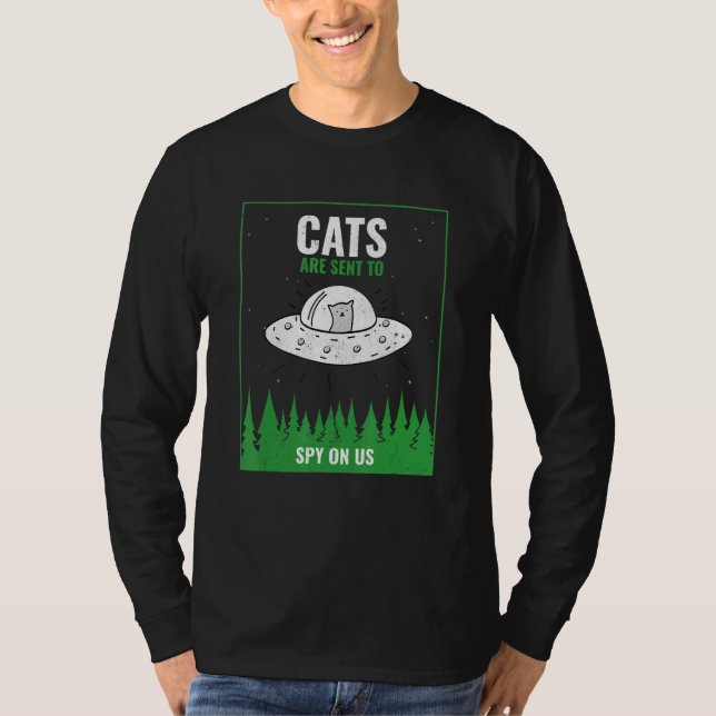 Katt skickas för att spionera på oss Ufo T Shirt (Framsida)
