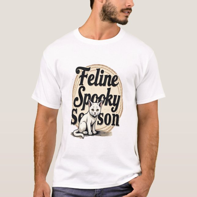 Katt Skräcklig Säsong Katt T Shirt (Framsida)