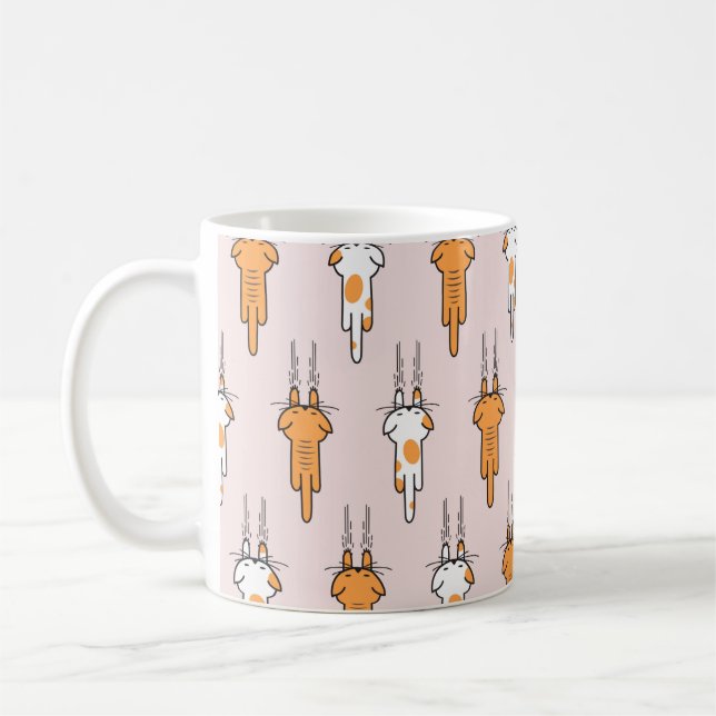 Katt skrapa, sömlös mönster kaffemugg (Vänster)