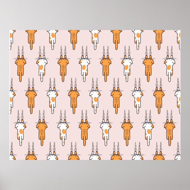 Katt skrapa, sömlös mönster poster (Framsidan)