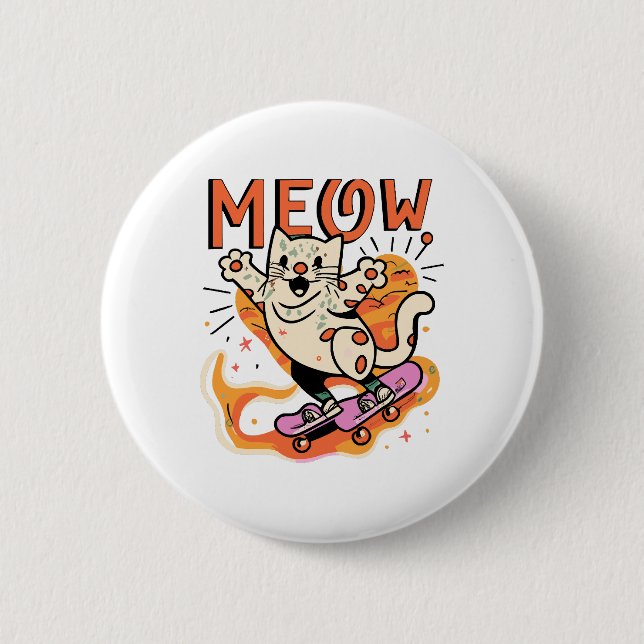Katt Skridsko Meow Knapp (Framsida)