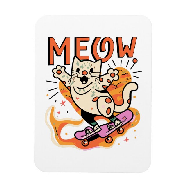 Katt Skridsko Meow Magnet (Vertikal)