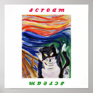 Katt skriker med skriktext poster