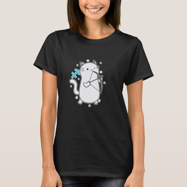 Katt Skytten Stjärntecken T Shirt (Framsida)
