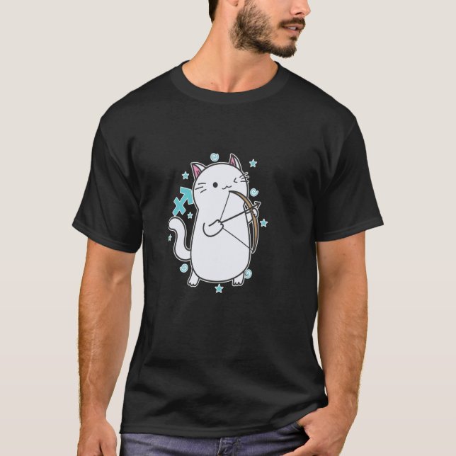 Katt Skytten Zodiac tecken T Shirt (Framsida)