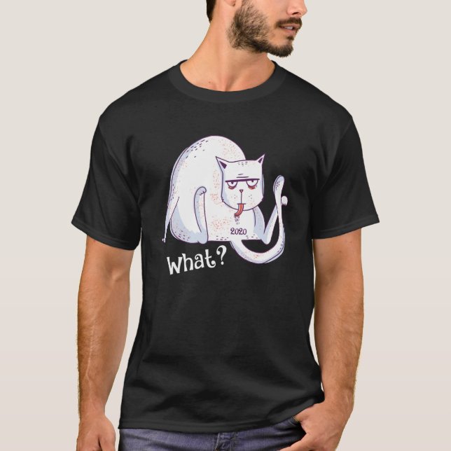Katt Slickande knapp som frågar efter vilka katter T Shirt (Framsida)