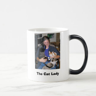 katt - smokey och exponeringsglas, kattdamen magisk mugg