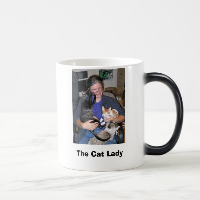 katt - smokey och exponeringsglas, kattdamen magisk mugg (Höger)