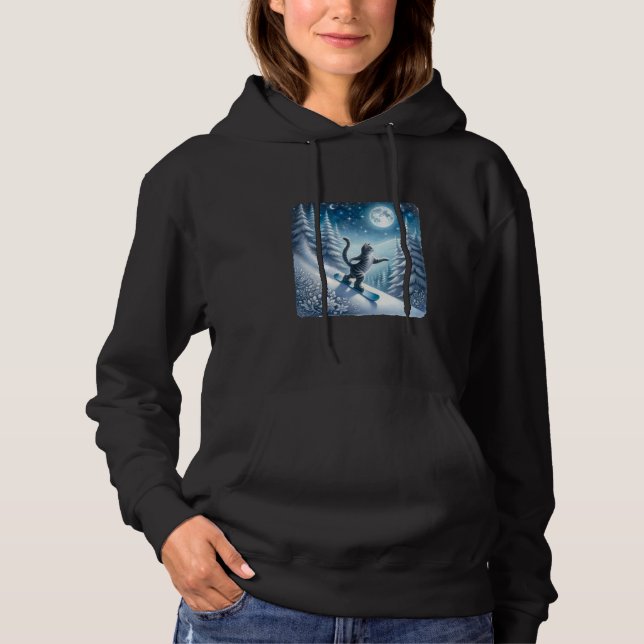 Katt snöbordning under vintervintersk t shirt (Framsida)