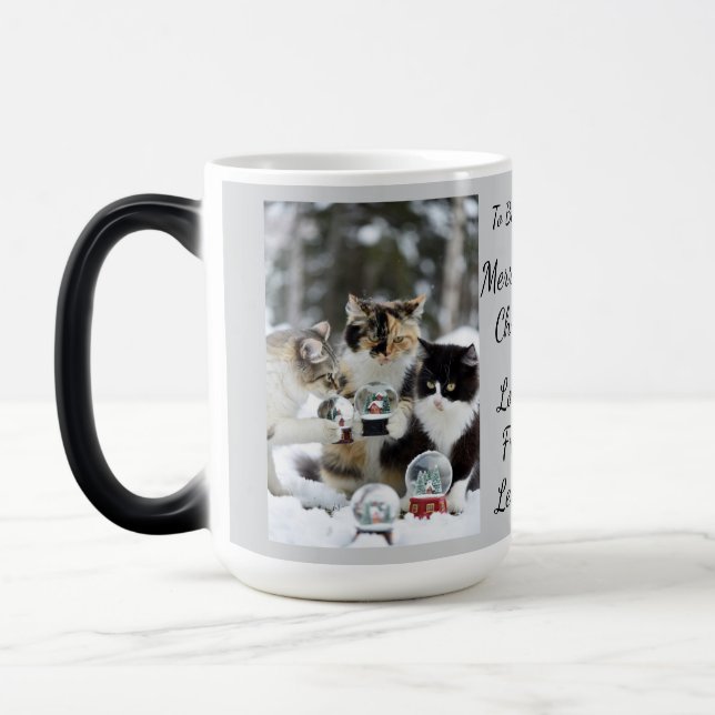 Katt Snöglob, Bild Namn Text, Anpassa,  Magisk Mugg (Vänster)