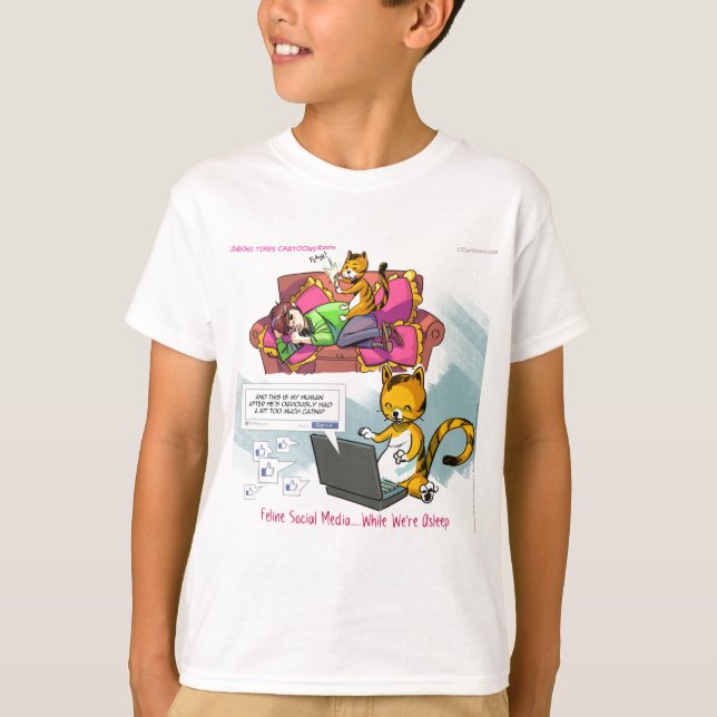 Katt sociala medier Roligt Tee (Framsida)