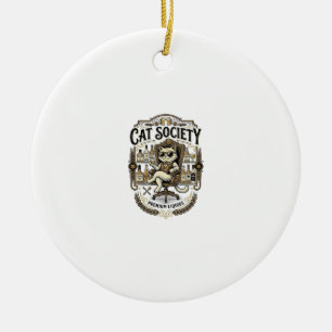 Katt Society Katt Alkohol Bar Humor Vintage Vektor Julgransprydnad Keramik