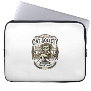 Katt Society Katt Alkohol Bar Humor Vintage Vektor Laptop Fodral
