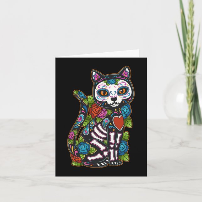 Katt Socker Skalle Mexiko Calavera Dia De Los Muer Kort (Framsida)