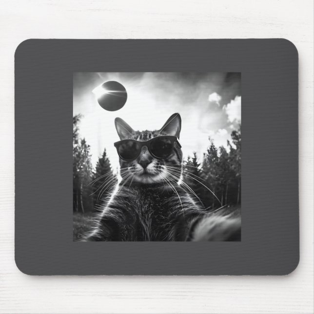 Katt solförmörkelse 2024 Rollig Totality Meme Retr Musmatta (Framsidan)