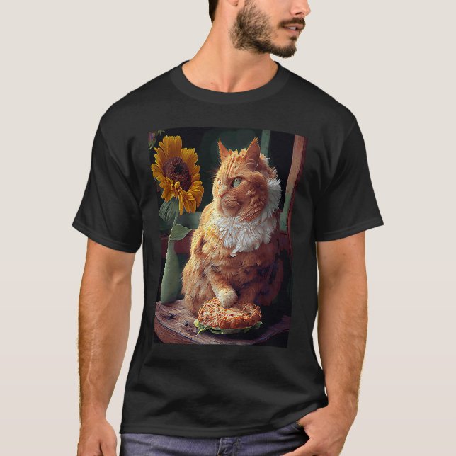 Katt Solros Friterad Kyckling T Shirt (Framsida)