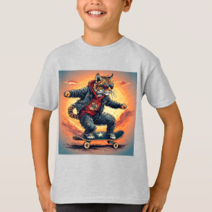 🐱 Katt som åker skateboard Gatustil Grafisk desig T Shirt