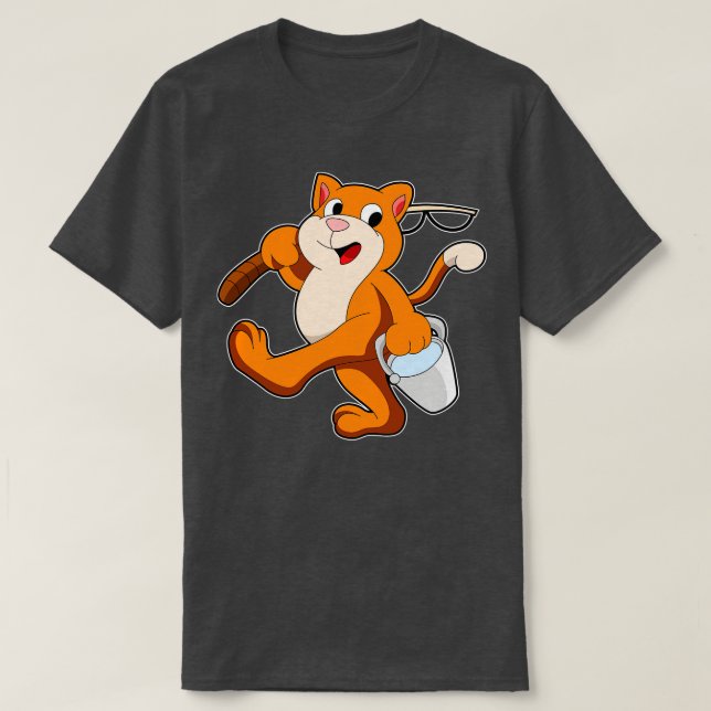 Katt som anggler med fiskerobaket i Vatten T Shirt (Design framsida)