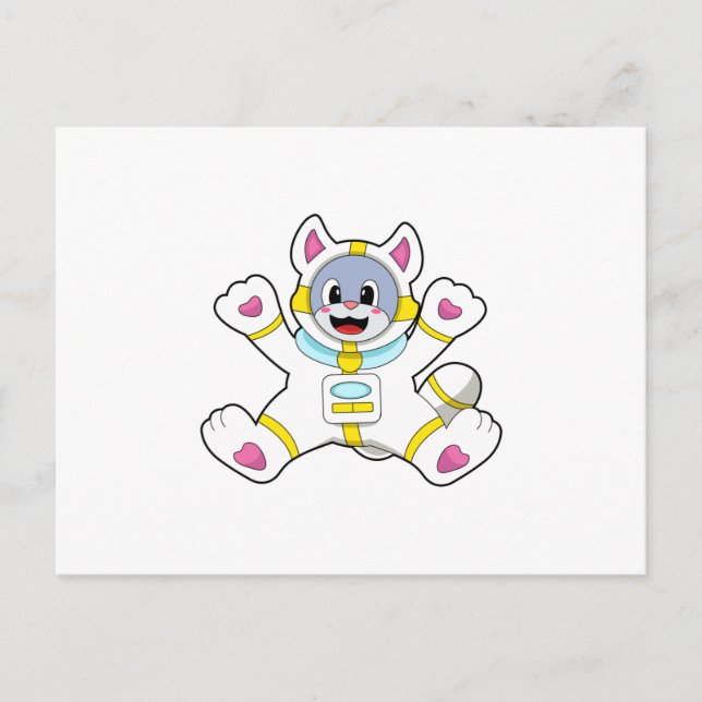 Katt som astronaut i kostym vykort (Framsida)