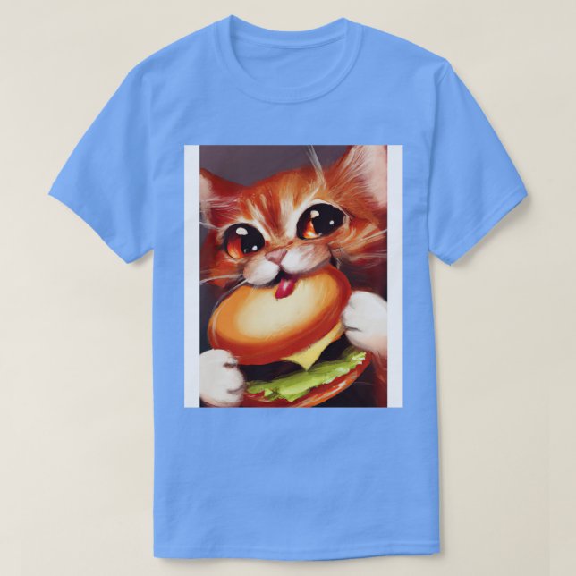 Katt som äter Burger 1 T Shirt (Design framsida)