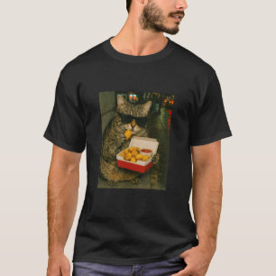 Katt som äter Chicken Nugget Meme Retro Urban T Shirt