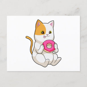 Katt som äter Donut Vykort