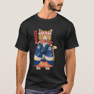 Katt som äter fisk Vintage Japansk Ukiyo-e Konst T Shirt