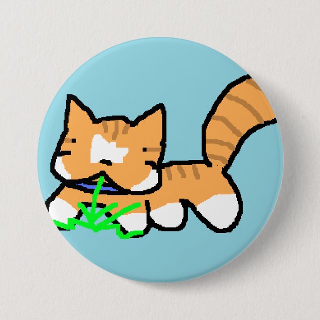 Katt som äter gräs knapp (Framsida)