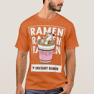 Katt som äter japanska Ramen Nudlar Anime Kawaii 1 T Shirt