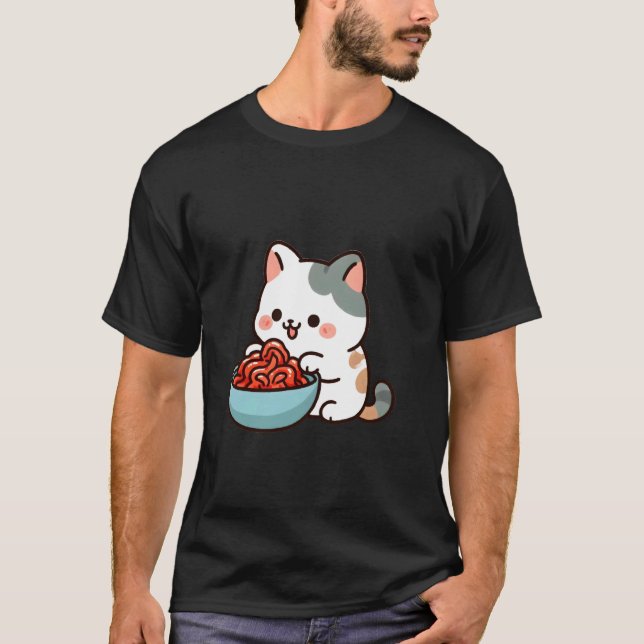 Katt som äter kimchi t shirt (Framsida)