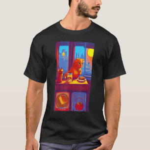Katt som äter marmalad till frukost orange citrus t shirt