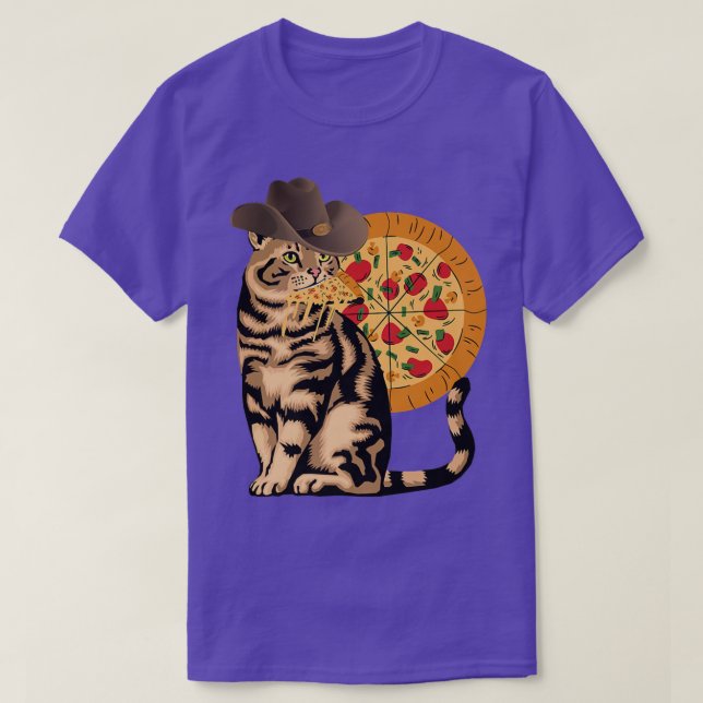 Katt som äter pizza  t shirt (Design framsida)
