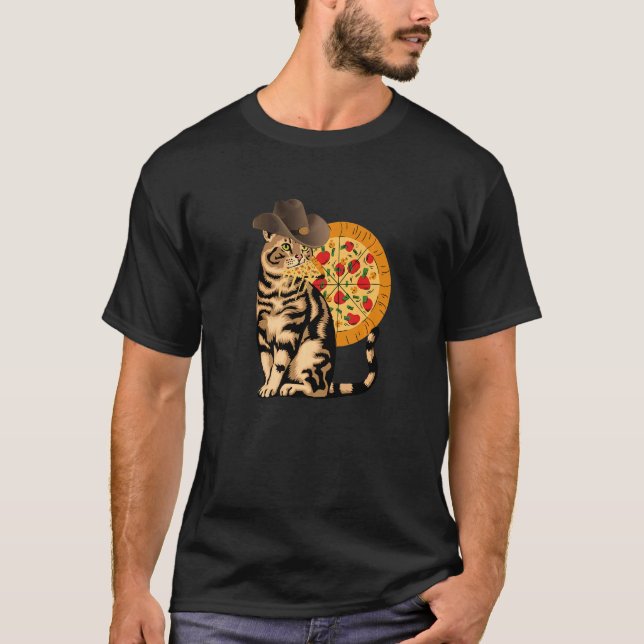 Katt som äter pizza t shirt (Framsida)