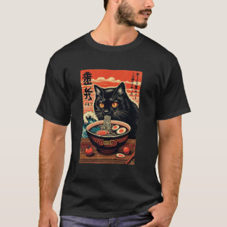 Katt som äter Ramen, Kattälskare, Japansk stil, Ra T Shirt