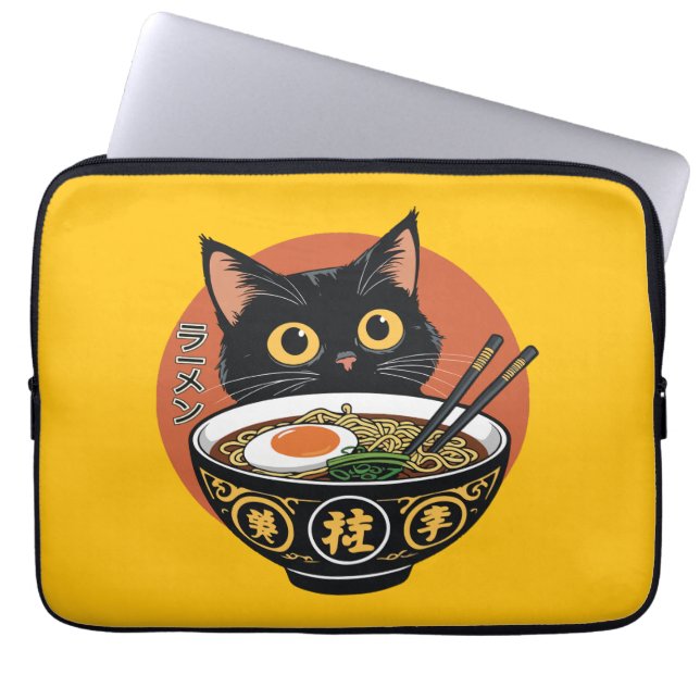 Katt som äter ramen  laptop fodral (Framsidan)