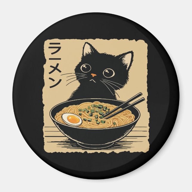 Katt som äter ramen  magnet (Framsidan)