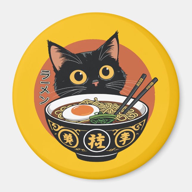 Katt som äter ramen  magnet (Framsidan)