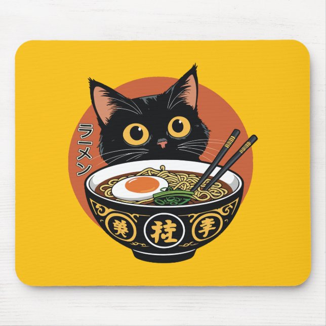 Katt som äter ramen  musmatta (Framsidan)