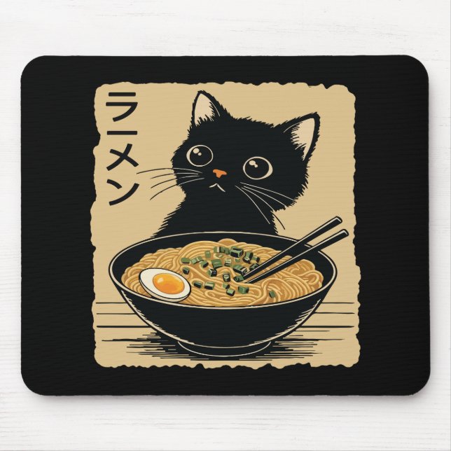 Katt som äter ramen  musmatta (Framsidan)