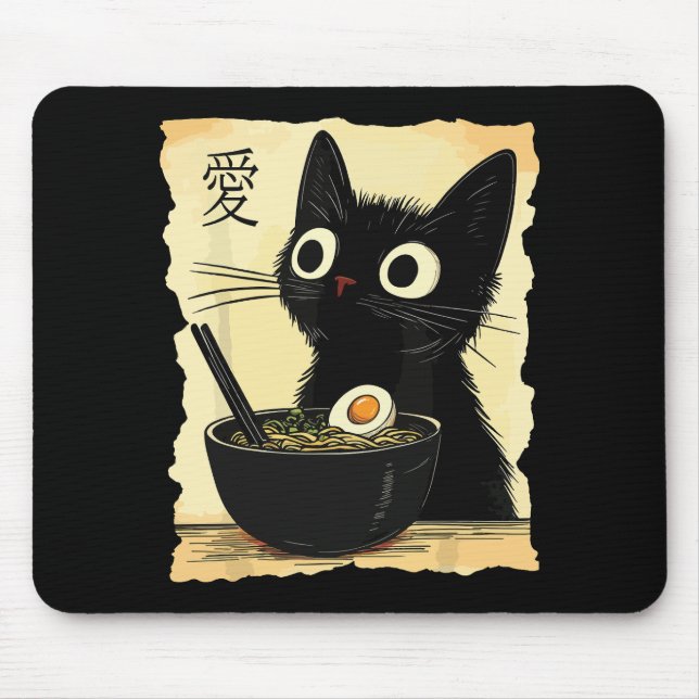 Katt som äter ramen  musmatta (Framsidan)
