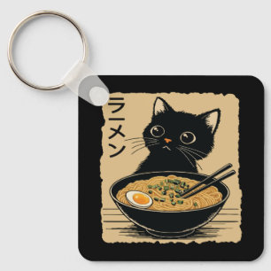 Katt som äter ramen nyckelring
