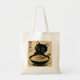 Katt som äter ramen tygkasse