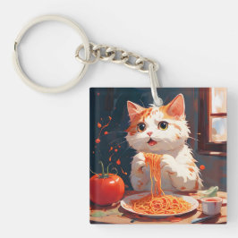 Katt som äter spaghetti