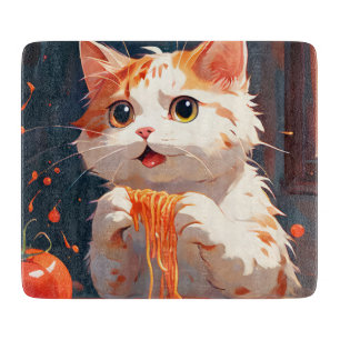 Katt som äter spaghetti