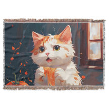 Katt som äter spaghetti