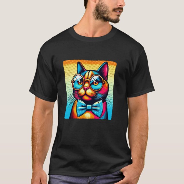 Katt som bär glasögon t shirt (Framsida)