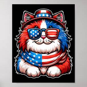 Katt som bär solglasögon USA Flagga Patriotisk söt Poster