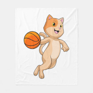 Katt som basketspelare med basket fleecefilt